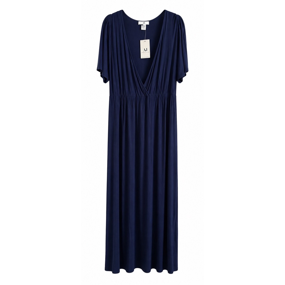 Amelia James Maxi Dress – 2X – NWT Navy Soft Stretch Travel Dress MSRP $55